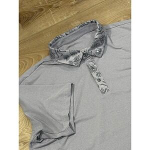Swannies Mens Performance Golf Polo Shirt Gray Tropical Floral Collar Large